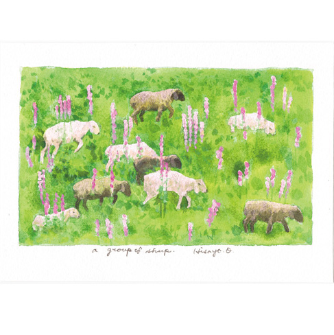 a group of sheep-small-/ミクストメディア